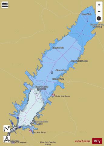 Lake Alamo depth contour Map - i-Boating App