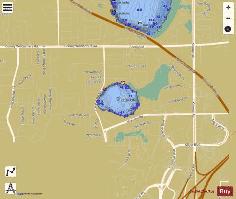 Lake Cain depth contour Map - i-Boating App