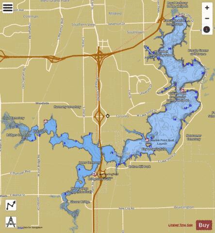 Lake Springfield depth contour Map - i-Boating App