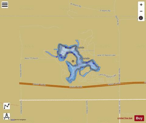 Barton Lake, Steuben county depth contour Map - i-Boating App
