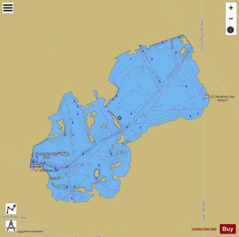 JCMurphy Lake depth contour Map - i-Boating App