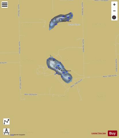 Lukens Lake, Wabash county depth contour Map - i-Boating App