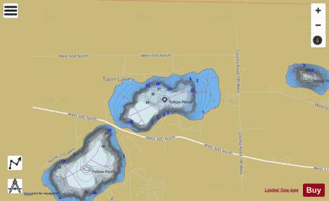 NORTH TWIN LAKE, LAGRANGE depth contour Map - i-Boating App