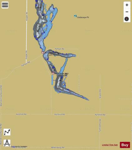 OTTER LAKE, WARRICK depth contour Map - i-Boating App