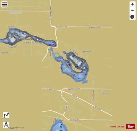 Round Lake, Noble county depth contour Map - i-Boating App