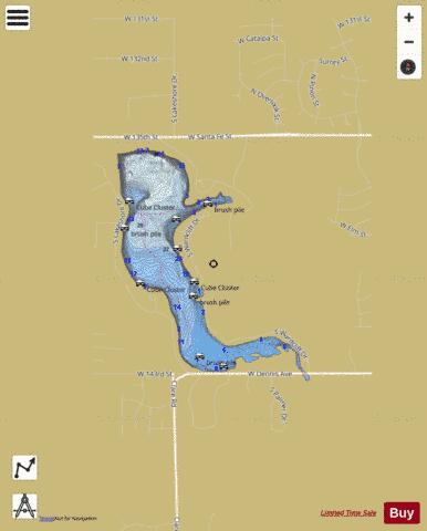 New Olathe Lake depth contour Map - i-Boating App