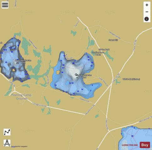 East Waushacum Pond depth contour Map - i-Boating App