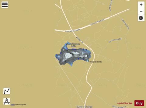 Walden Pond depth contour Map - i-Boating App