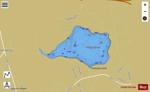 Ponkapoag Pond depth contour Map - i-Boating App