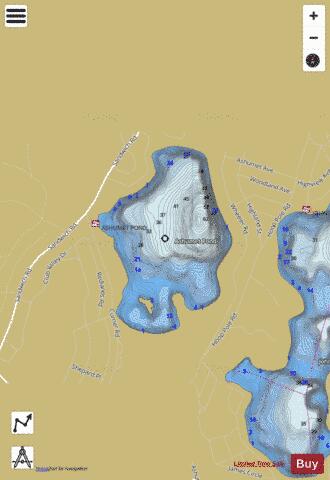 Ashumet Pond depth contour Map - i-Boating App