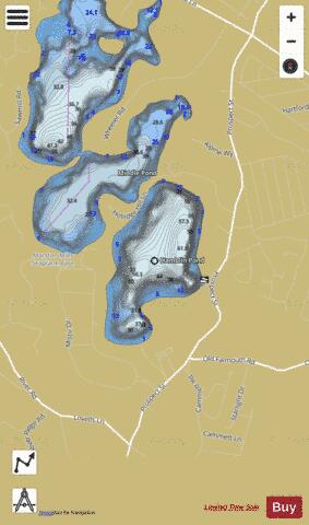 Hamblin Pond depth contour Map - i-Boating App