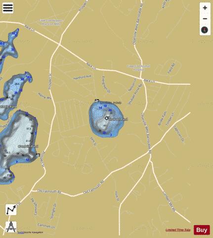 Shubael Pond depth contour Map - i-Boating App