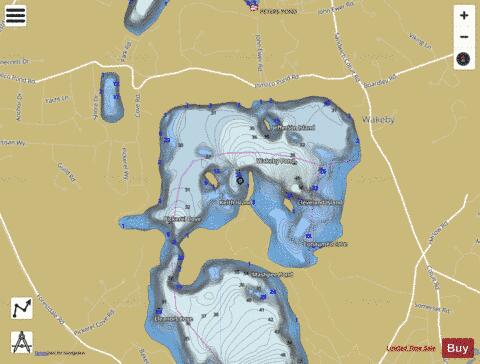 Wakeby Pond depth contour Map - i-Boating App
