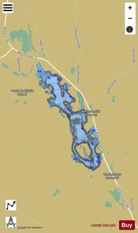 Whitmanville Reservoir depth contour Map - i-Boating App