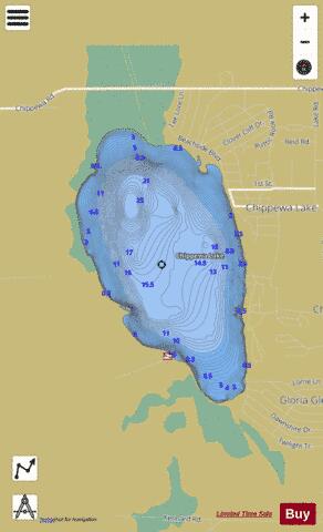 CHIPPEWA LAKE depth contour Map - i-Boating App