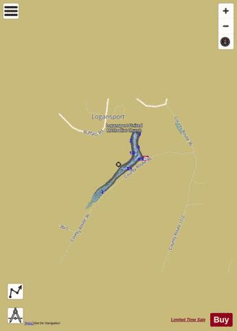 Huey Run Lake depth contour Map - i-Boating App