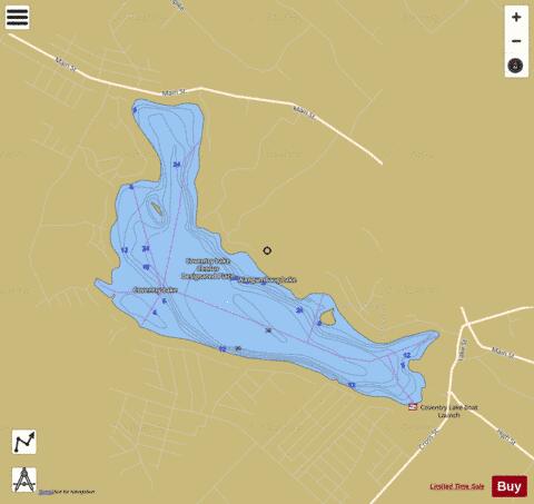 Coventry Lake depth contour Map - i-Boating App