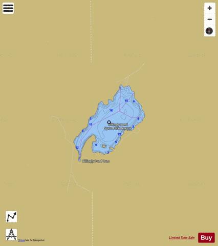 Killingly Pond depth contour Map - i-Boating App