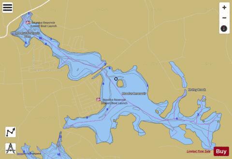 Moodus Reservoir, Lower depth contour Map - i-Boating App