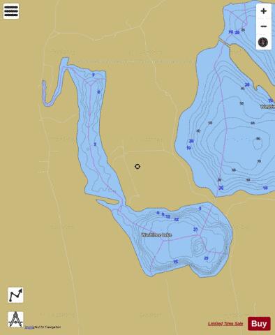 West Twin Lake depth contour Map - i-Boating App