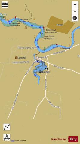 Portsville Pond depth contour Map - i-Boating App
