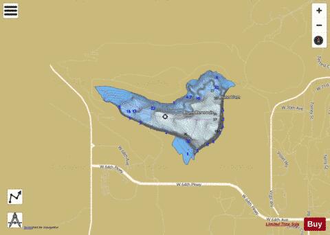 Blunn Reservoir depth contour Map - i-Boating App