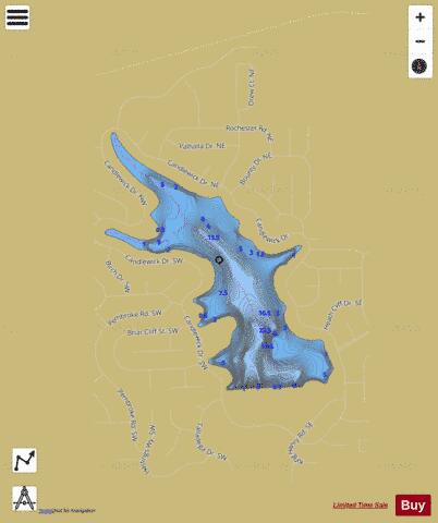 Candlewick Lake depth contour Map - i-Boating App