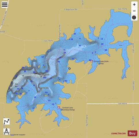 Summit Lake Reservoir depth contour Map - i-Boating App