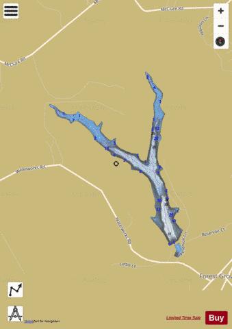 Winchester Reservoir depth contour Map - i-Boating App
