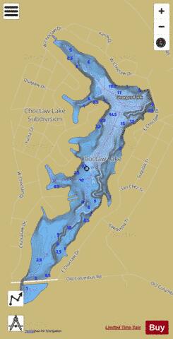 Lake Choctaw depth contour Map - i-Boating App