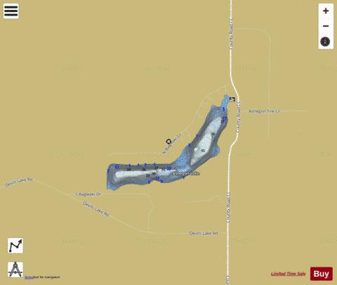 Ashegon Lake depth contour Map - i-Boating App