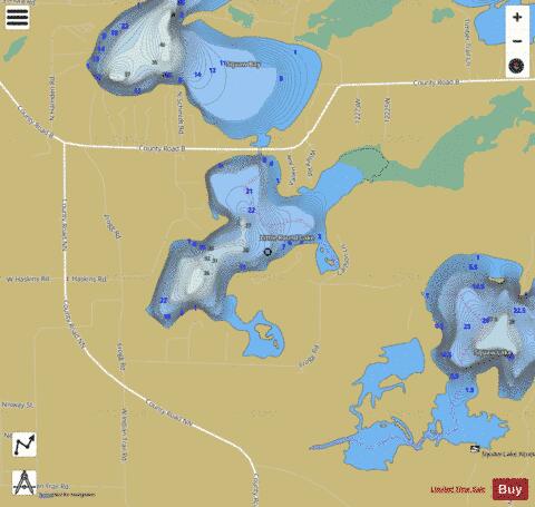Little Round Lake depth contour Map - i-Boating App