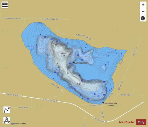 Mud Hen Lake depth contour Map - i-Boating App