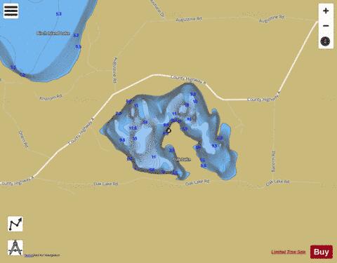 Oak Lake depth contour Map - i-Boating App