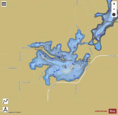 Big Trade Lake depth contour Map - i-Boating App