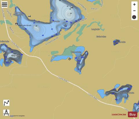 Barnes Lake depth contour Map - i-Boating App