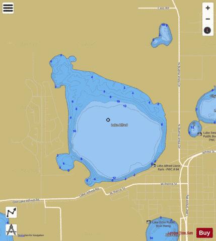 LAKE ALFRED depth contour Map - i-Boating App