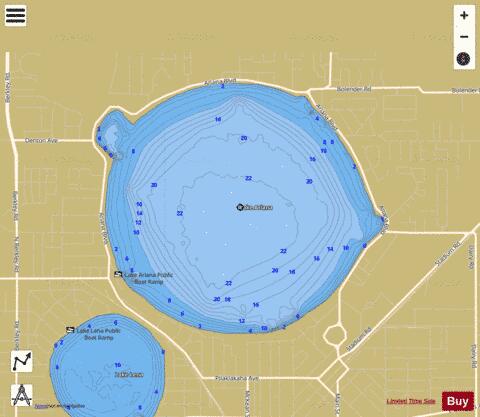 LAKE ARIANA depth contour Map - i-Boating App