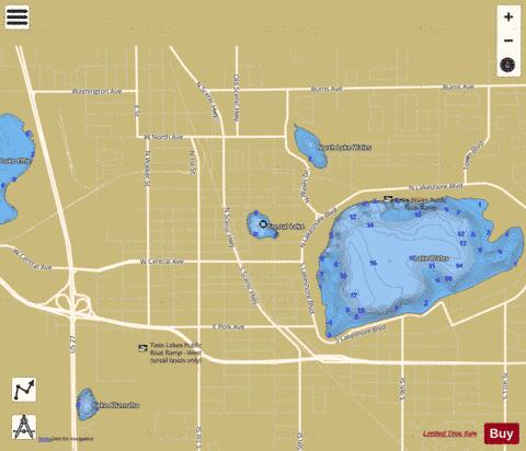 CRYSTAL LAKE depth contour Map - i-Boating App