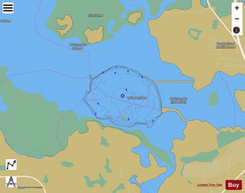 LAKE DENHAM depth contour Map - i-Boating App