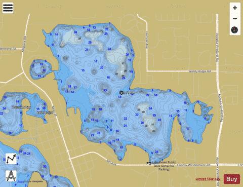 LAKE DOWN depth contour Map - i-Boating App