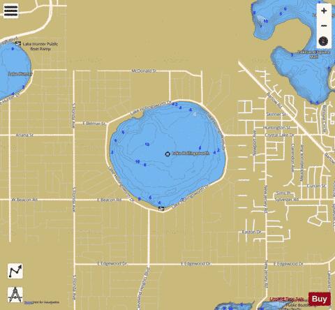 LAKE HOLLINGSWORTH depth contour Map - i-Boating App