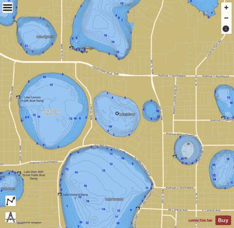 LAKE MIRROR depth contour Map - i-Boating App