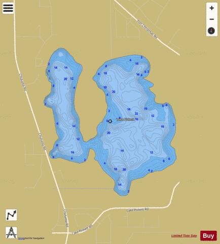 LAKE PICKETT depth contour Map - i-Boating App