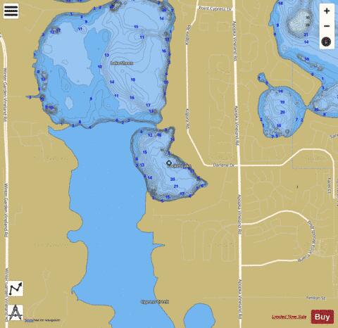 POCKET LAKE depth contour Map - i-Boating App