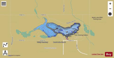 Beeds Lake depth contour Map - i-Boating App