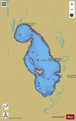 Elm Lake depth contour Map - i-Boating App