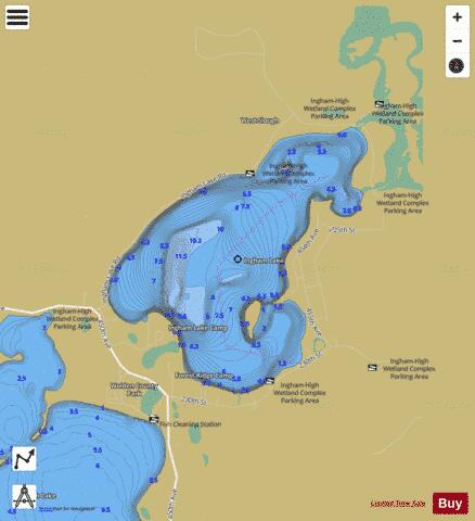 Ingham Lake depth contour Map - i-Boating App