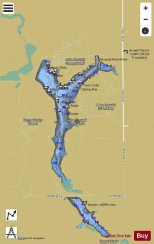 Lake Ahquabi depth contour Map - i-Boating App