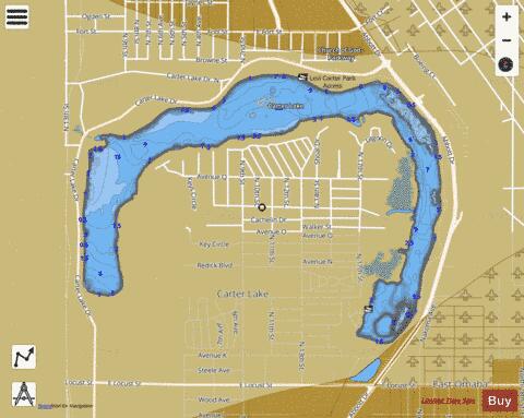 Carter Lake depth contour Map - i-Boating App